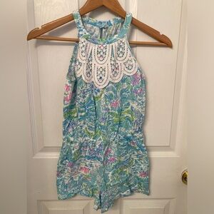 Lilly Pulitzer Halter Romper with Lace Detail Sz L (8-10)